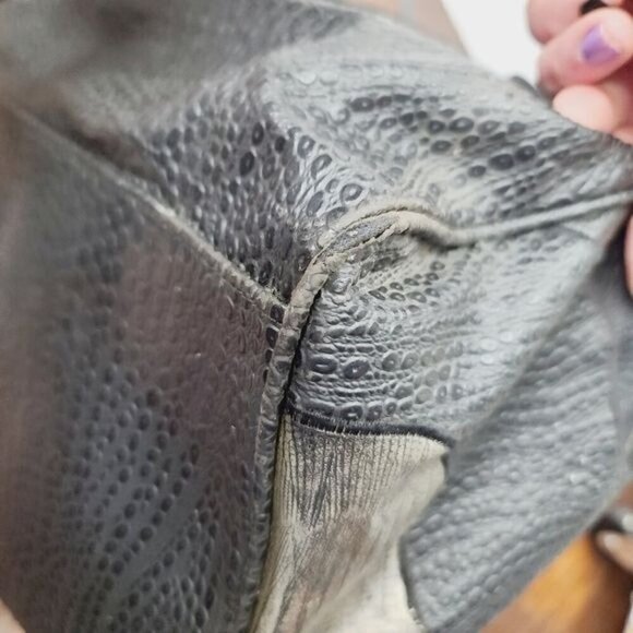 Vintage 80s NAS Alentino Faux Snakeskin Python Abstract Patchwork Purse - Picture 16 of 16